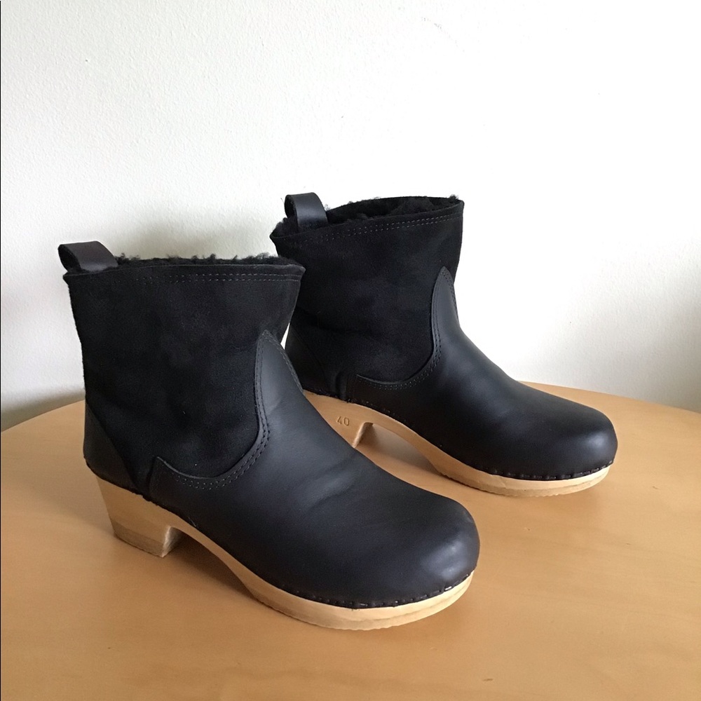 No.6 store Shearling Clog Boot Black Suede size 40